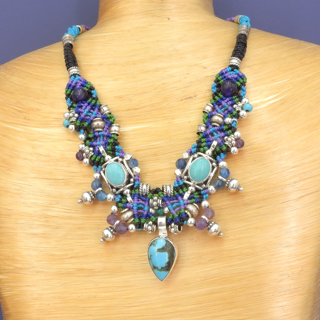 Sterling Silver Isha Elafi Nomadic Knotwork Turquoise Necklace