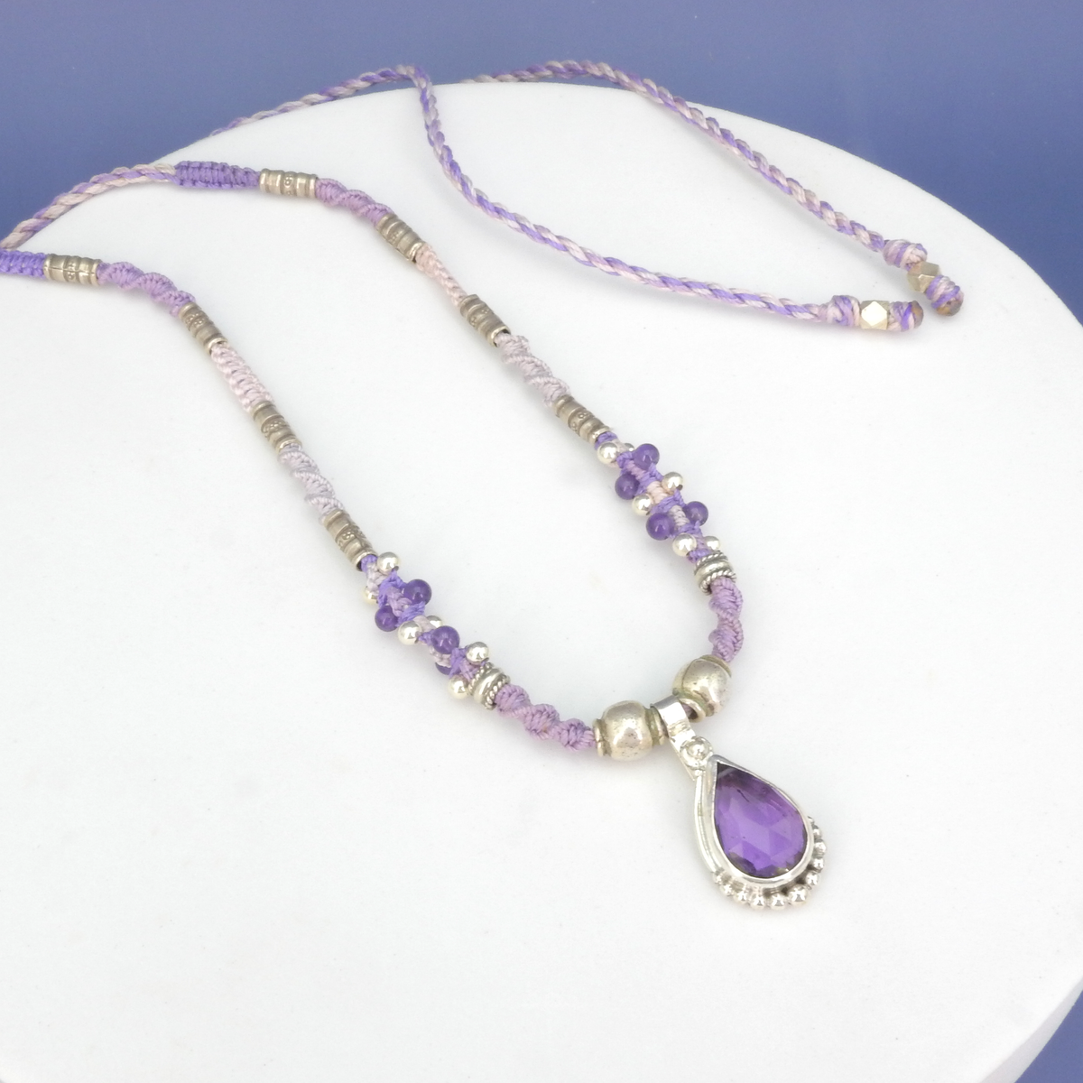 Sterling Silver Isha Elafi Small Amethyst Nomadic Knotwork Necklace ...