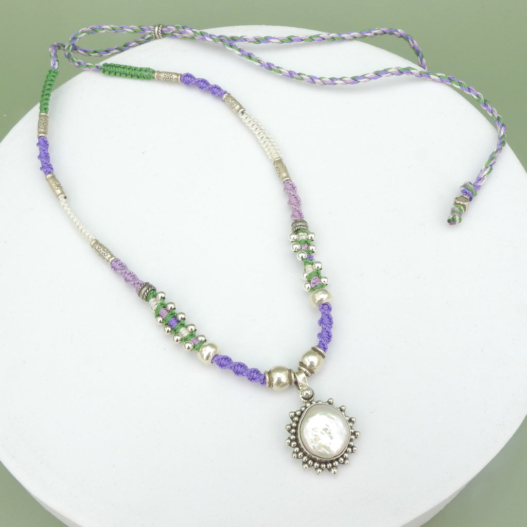 Sterling Silver Isha Elafi Pearl Nomadic Knotwork Necklace