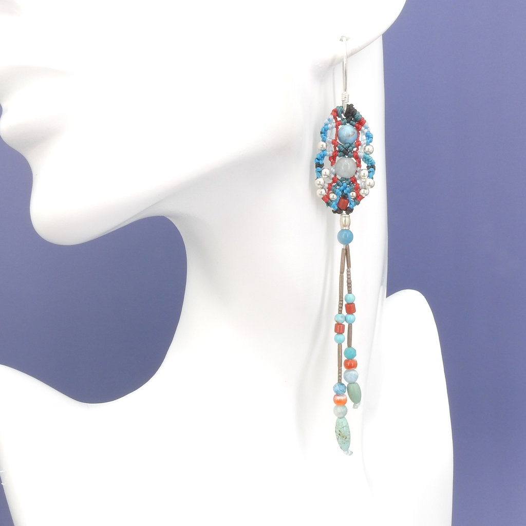 Sterling Silver Isha Elafi Nomadic Knotwork Moonstone Earrings