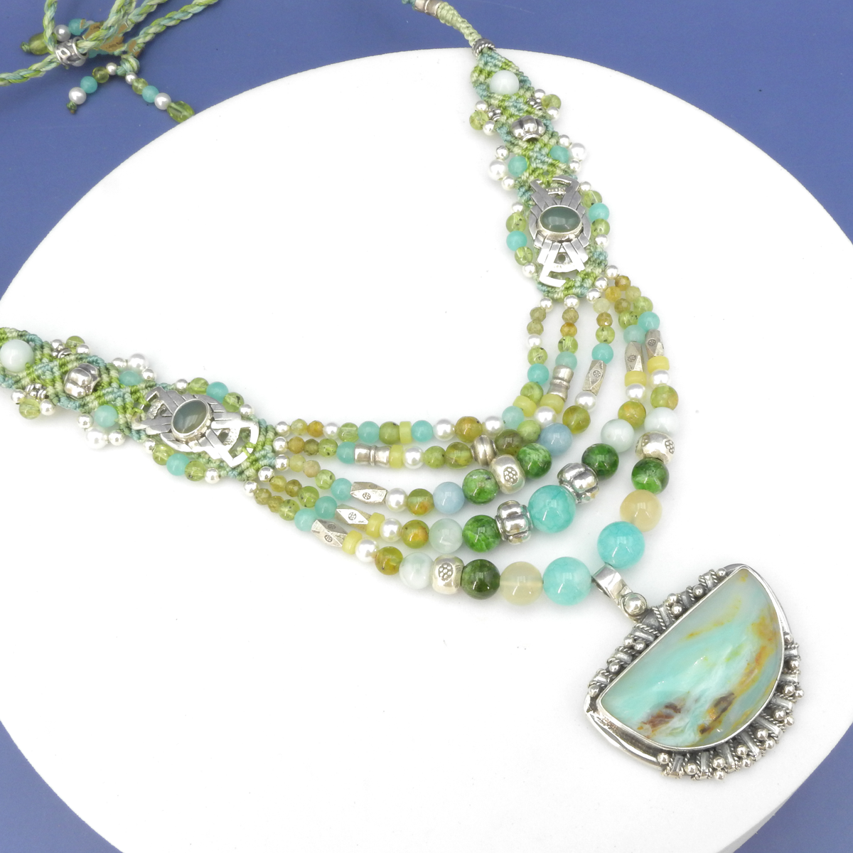 Sterling Silver Isha Elafi Peruvian Opal Multi Strand Nomadic Knotwork ...