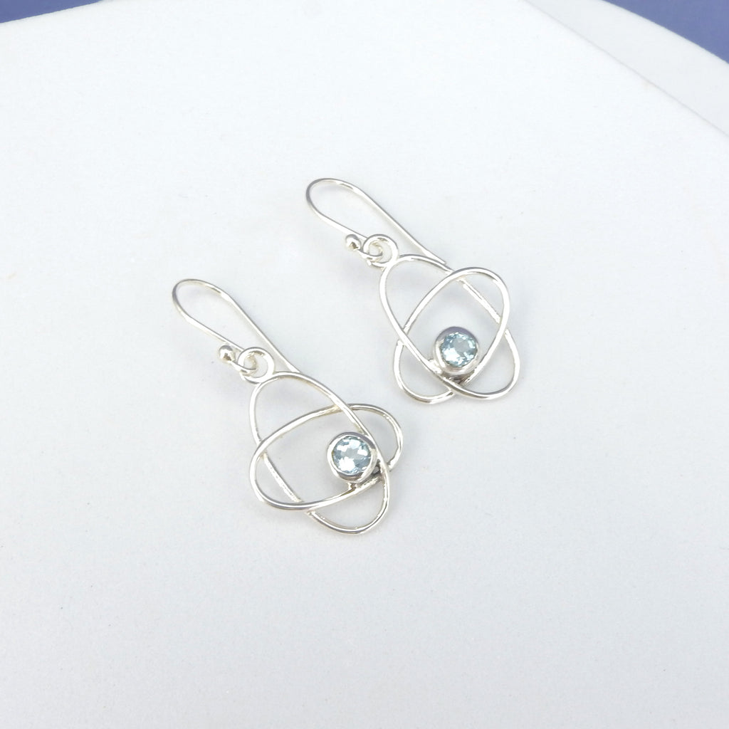 Sterling Silver Blue Topaz Double Oval Earrings