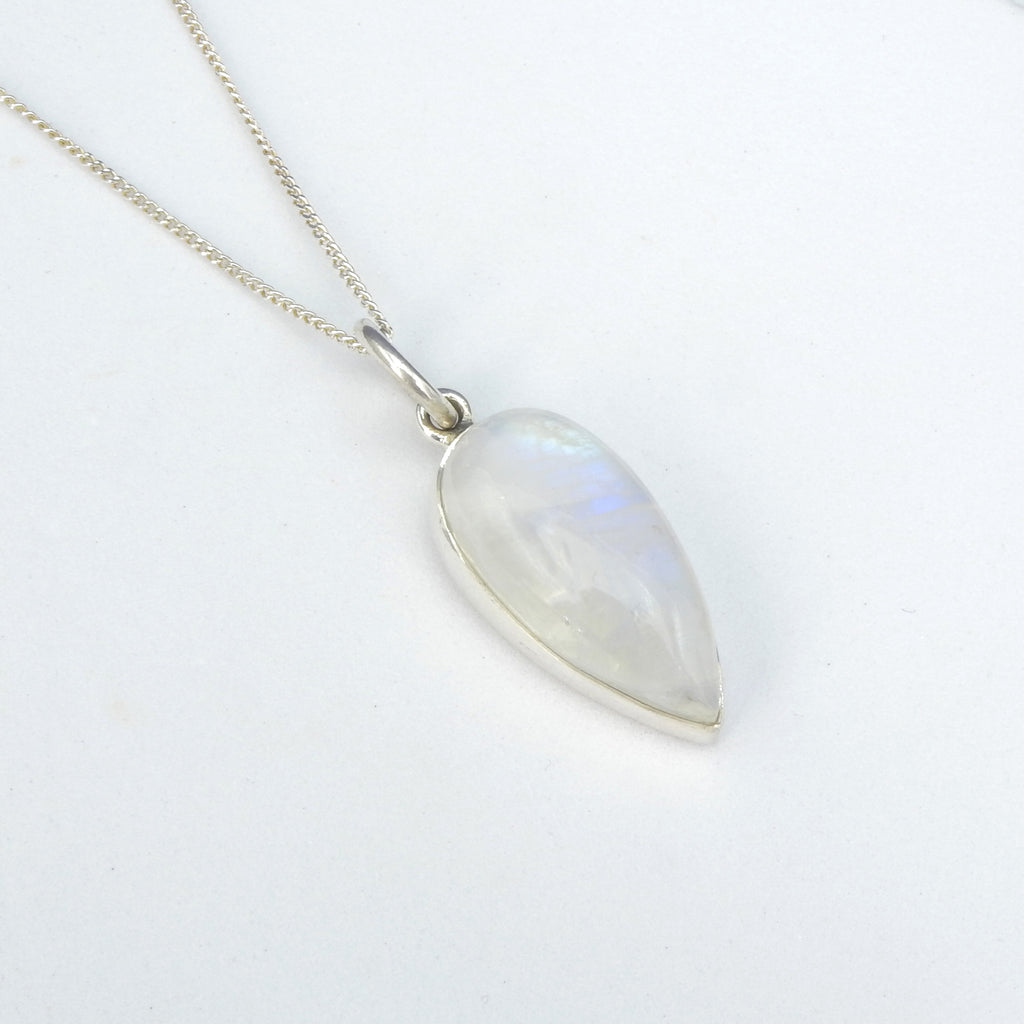 Sterling Silver Rainbow Moonstone Teardrop Pendant