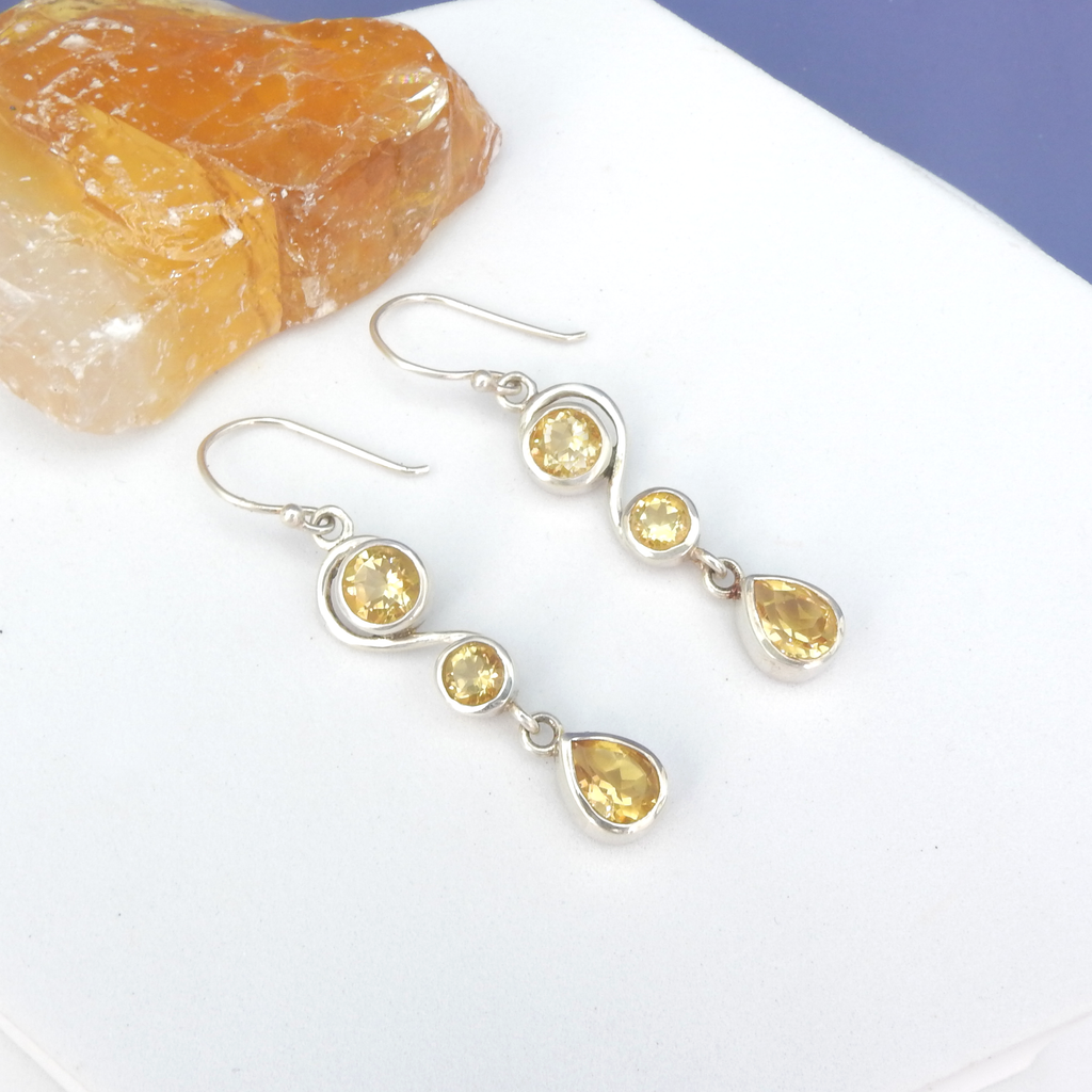 Sterling Silver Citrine Dangle Earrings