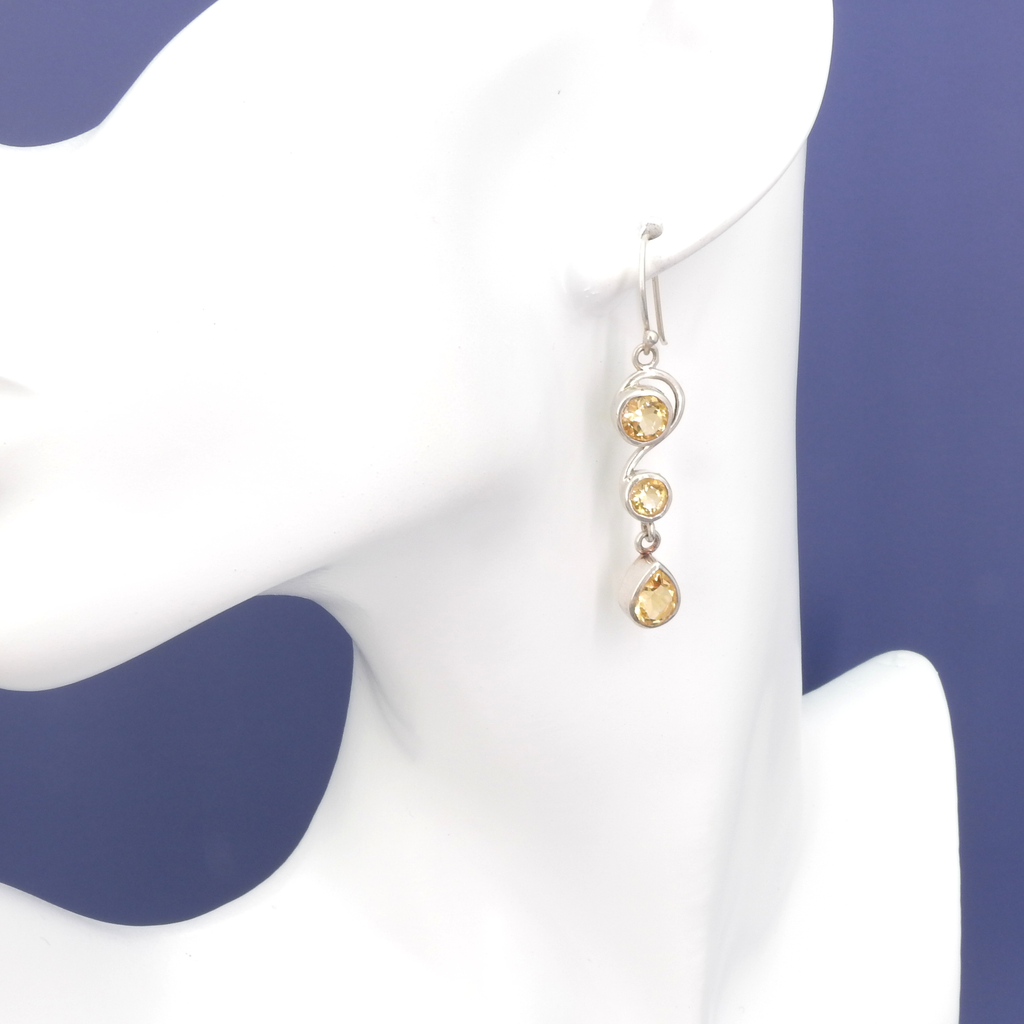 Sterling Silver Citrine Dangle Earrings