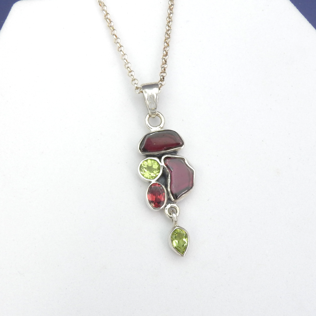 Sterling Silver Garnet & Peridot Pendant