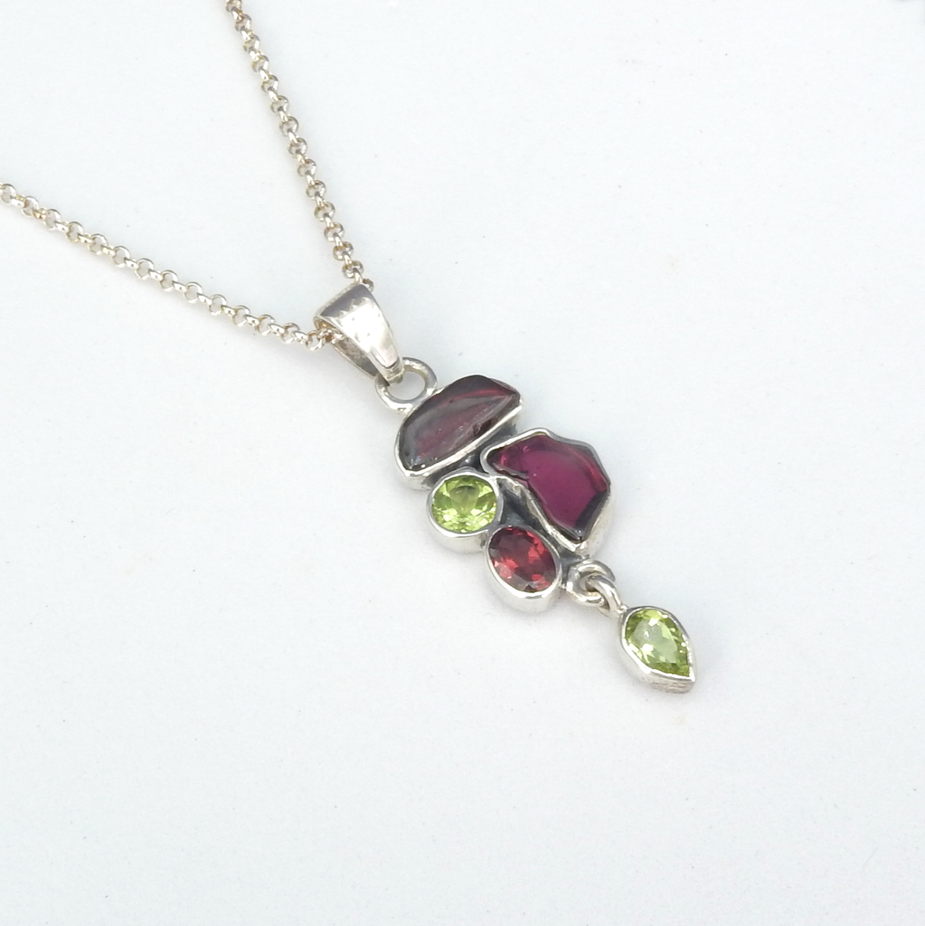 Sterling Silver Garnet & Peridot Pendant