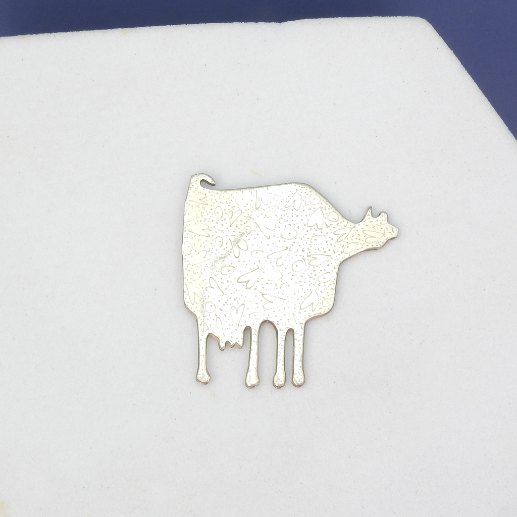 Sterling Silver Cow Pin