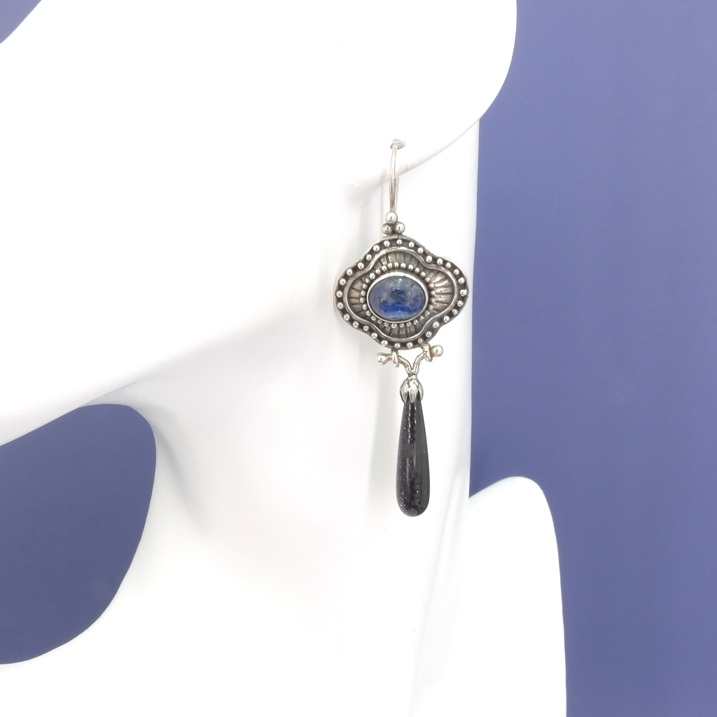 Sterling Silver Kyanite & Druzy Earrings