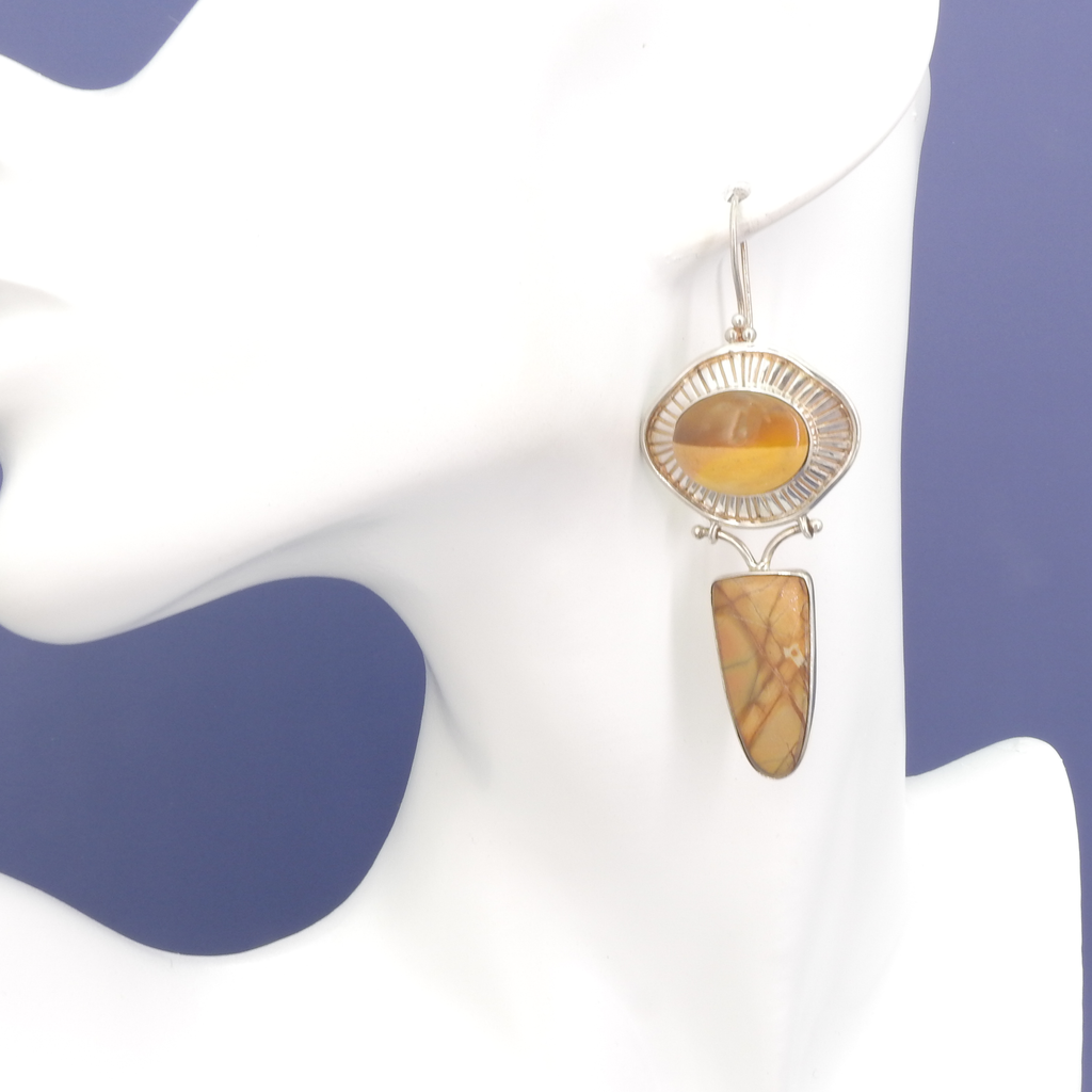 Sterling Silver Jasper Dangle Earrings