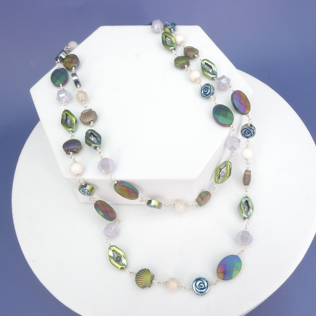Long Mixed Gem & Bead Necklace
