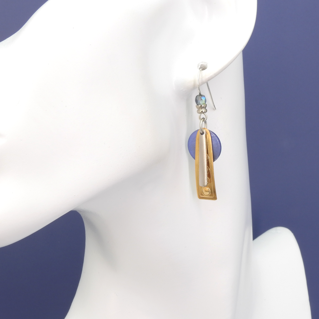 John Michael Richardson Two Tone & Blue Shell Dangle Earrings