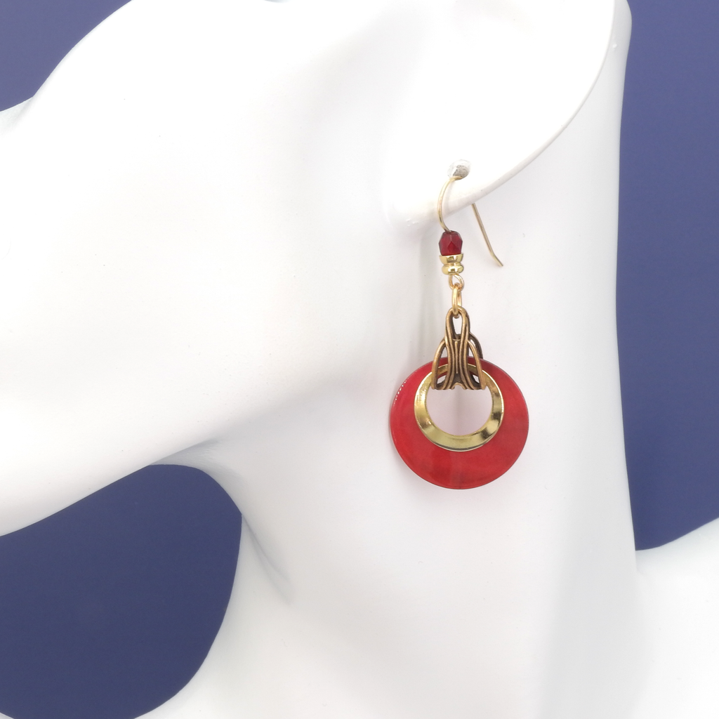 John Michael Richardson Dyed Shell Dangle Earrings