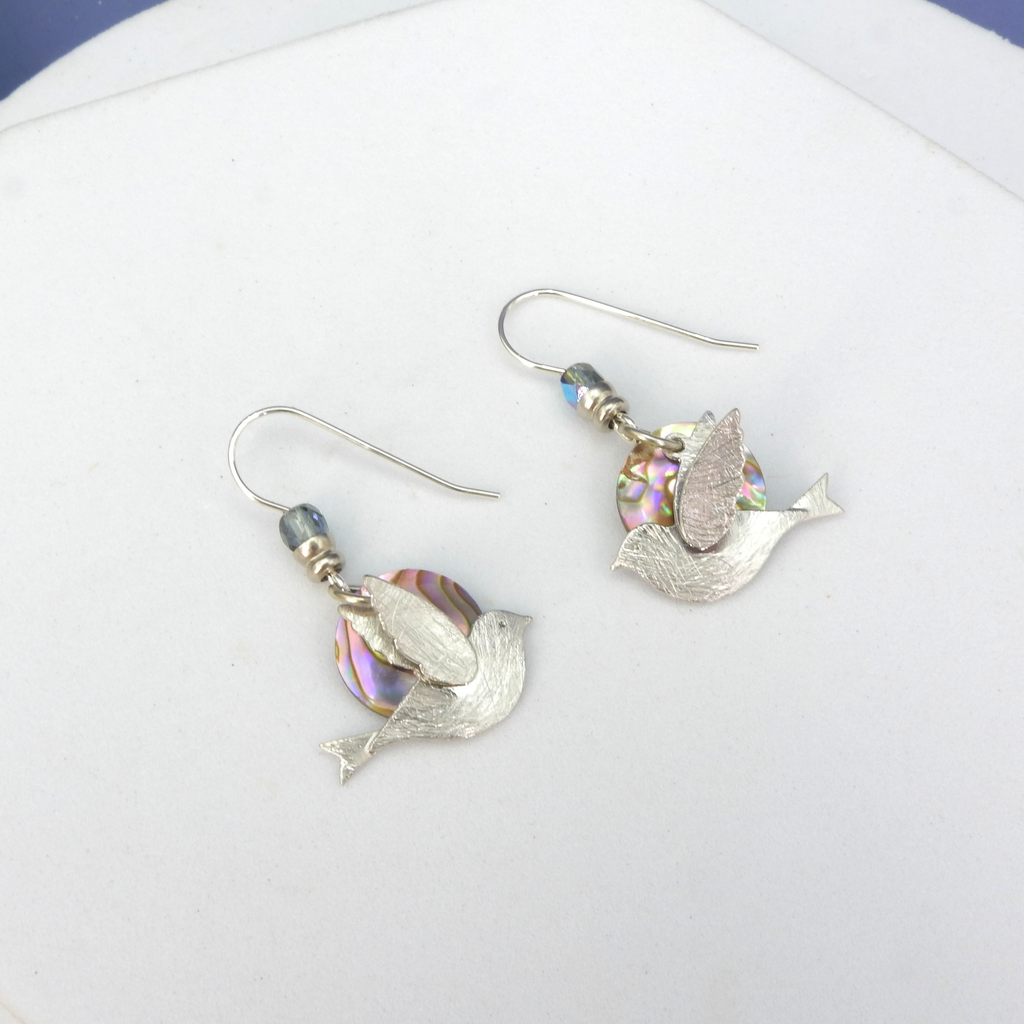 John Michael Richardson Dove & Abalone Earrings