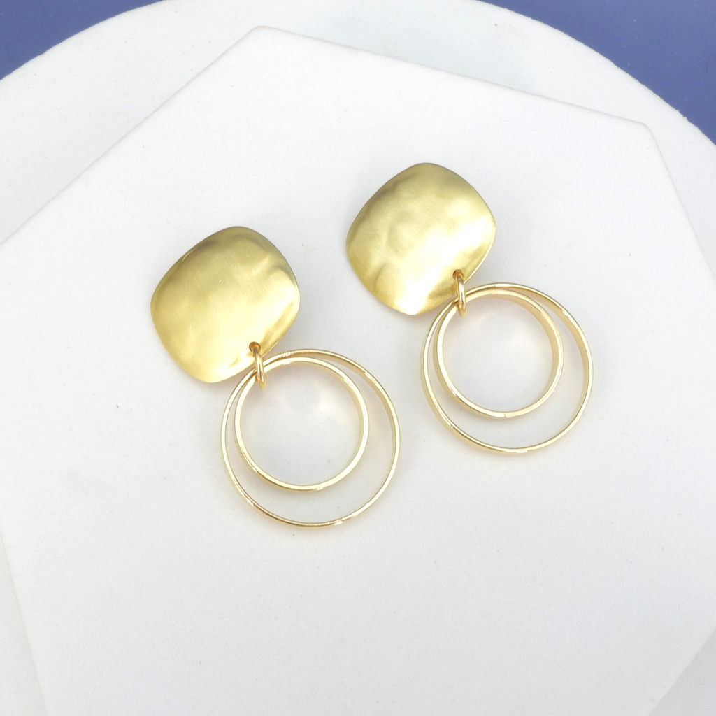 John Michael Richardson Matte Gold Dangle Clip-On Earrings