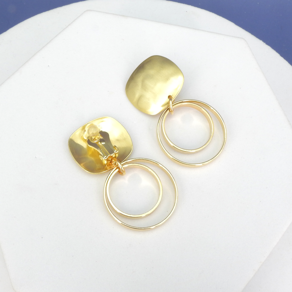 John Michael Richardson Matte Gold Dangle Clip-On Earrings