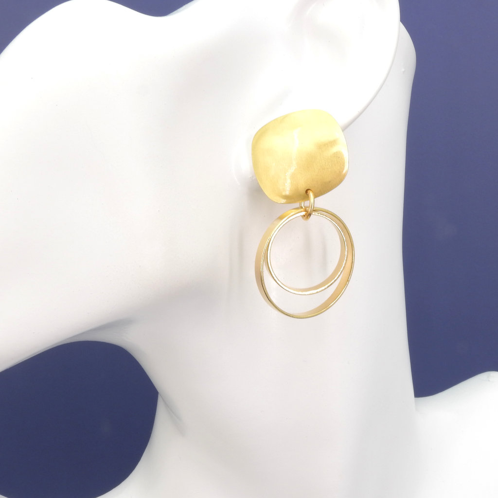 John Michael Richardson Matte Gold Dangle Clip-On Earrings