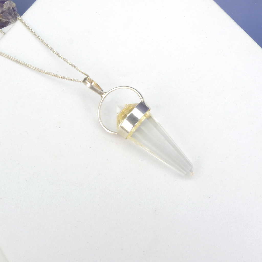 Sterling Silver Quartz Crystal Point Pendant