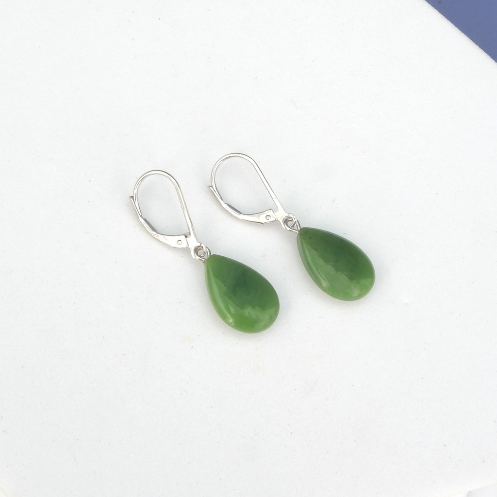 Sterling Silver Jade Drop Earrings