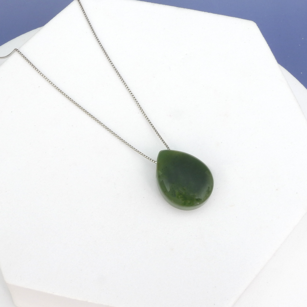 Sterling Silver Jade Drop Necklace