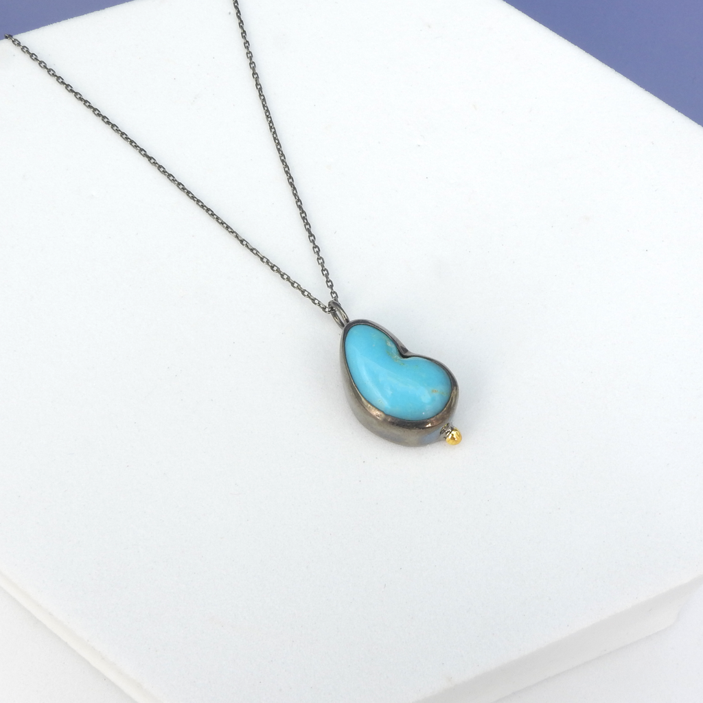 Oxidized Sterling Silver Turquoise Necklace