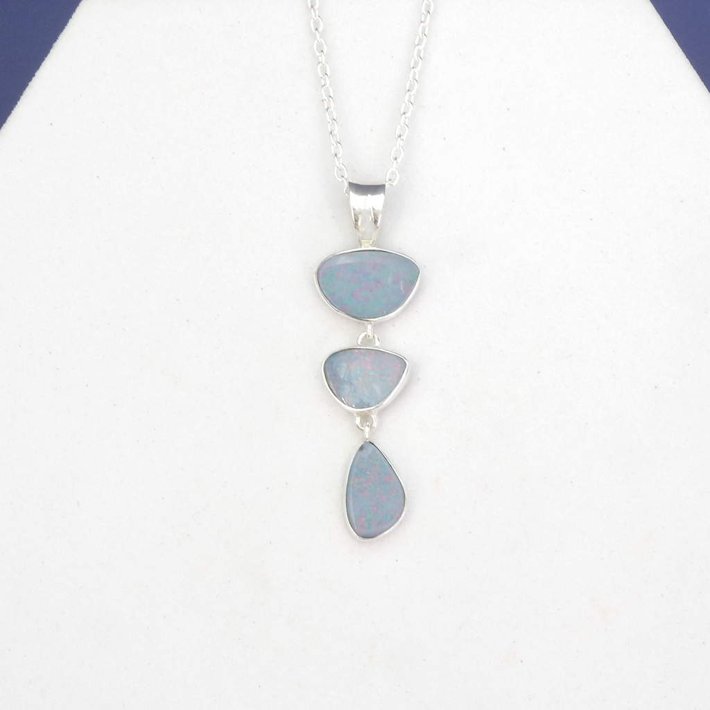 Sterling Silver Triple Opal Pendant