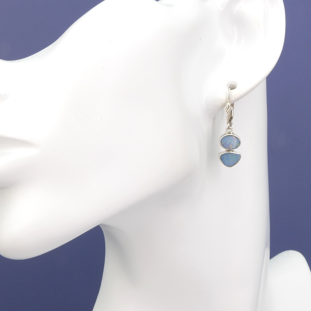 Sterling Silver Double Opal Earrings
