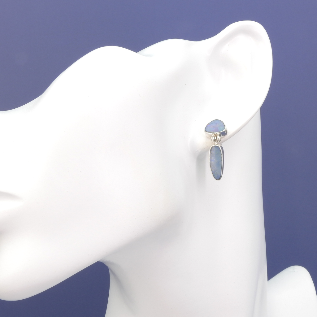 Sterling Silver Opal Post Earrings