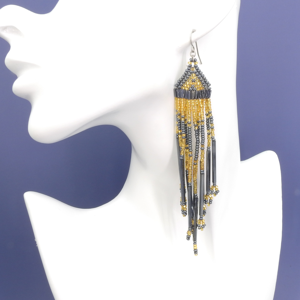 Surgical Steel Beaded Long Earrings