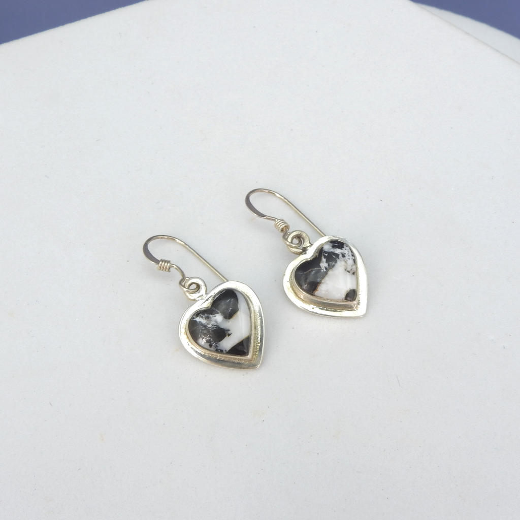 Sterling Silver Buffalo Turquoise Heart Earrings