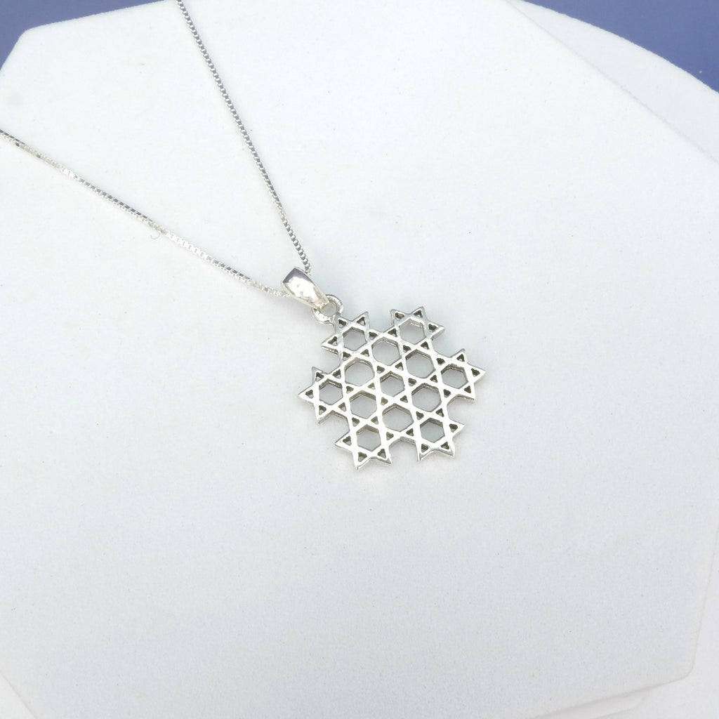 Sterling Silver Multi Star of David Pendant