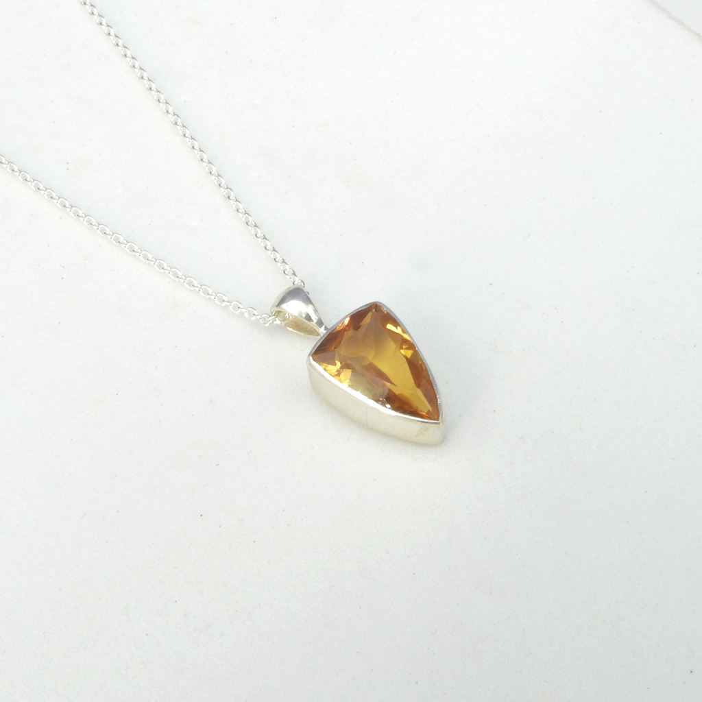 Sterling Siver Triangle Citrine Pendant