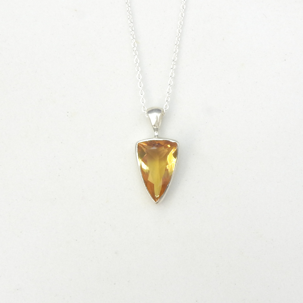 Sterling Siver Triangle Citrine Pendant