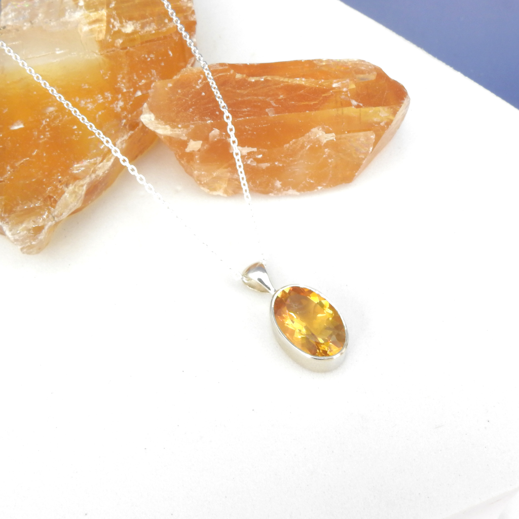 Sterling Silver Oval Citrine Pendant