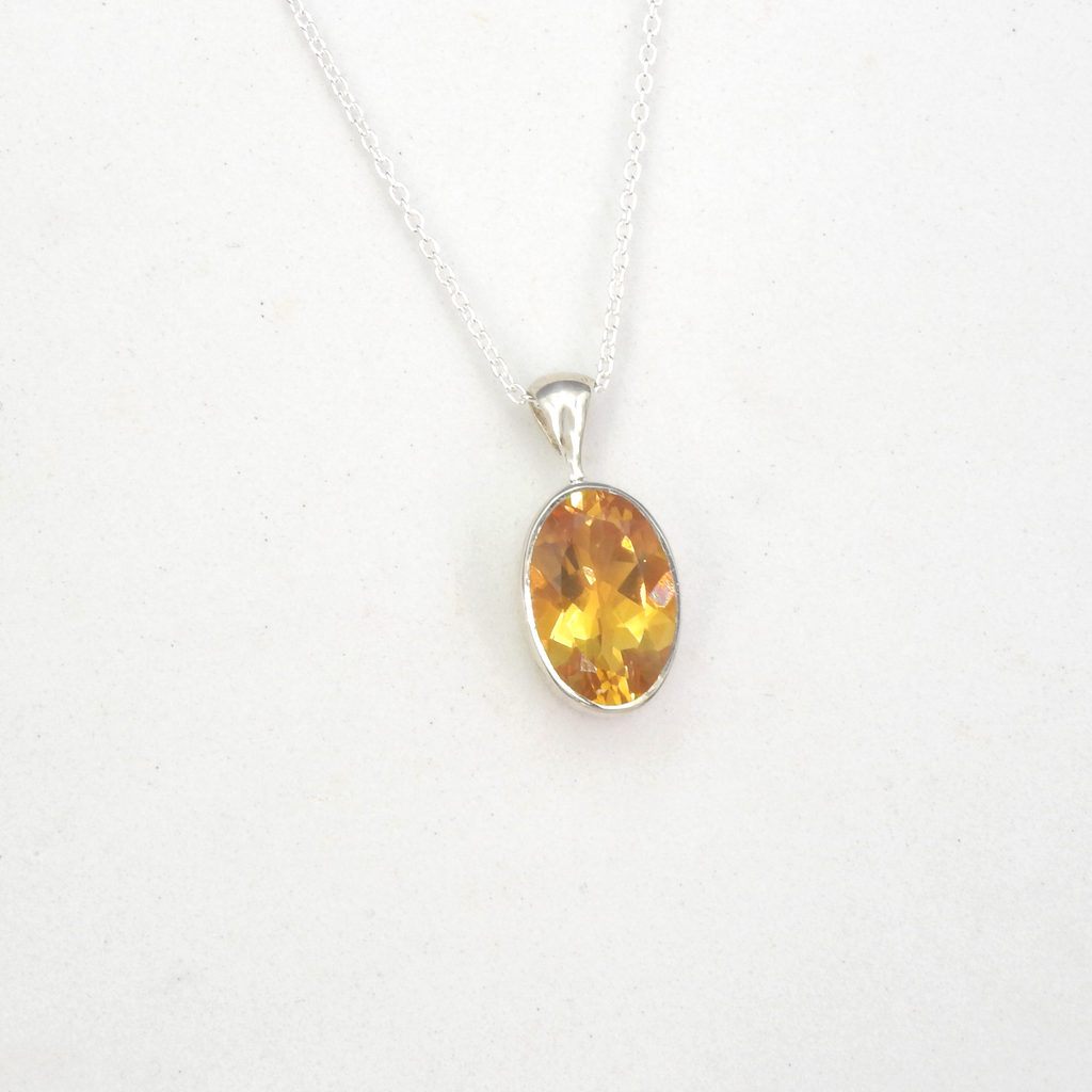 Sterling Silver Oval Citrine Pendant