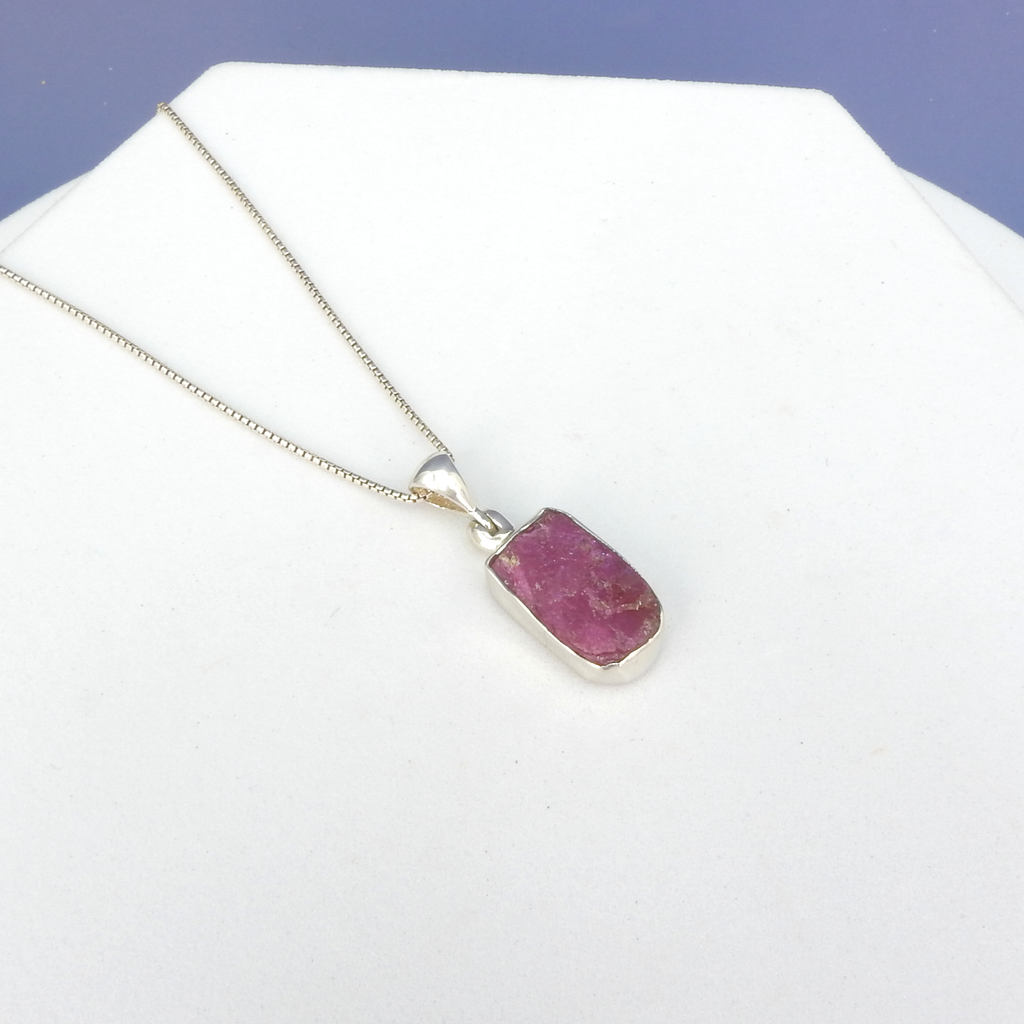 Sterling Silver Rough Ruby Pendant