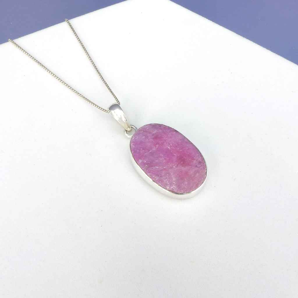 Sterling Silver Rough Ruby Pendant