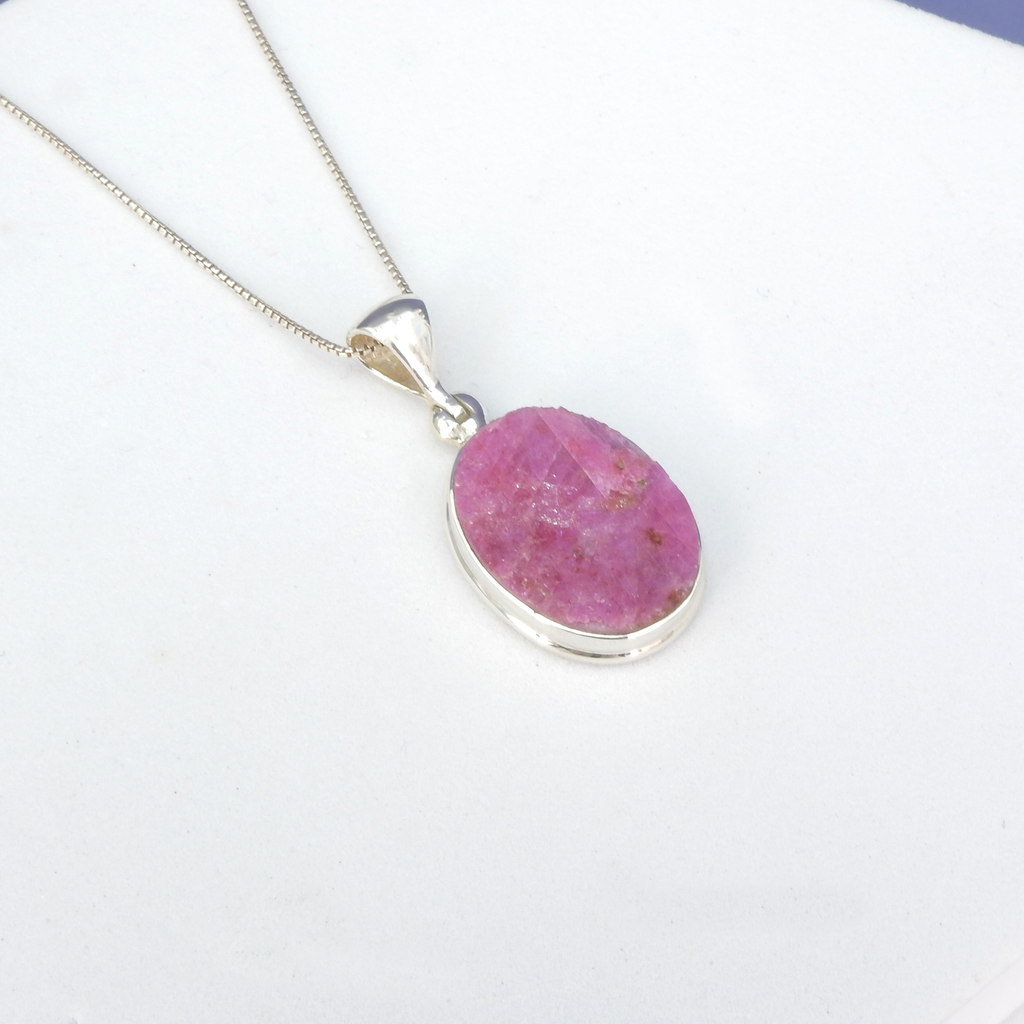 Sterling Silver Rough Ruby Pendant