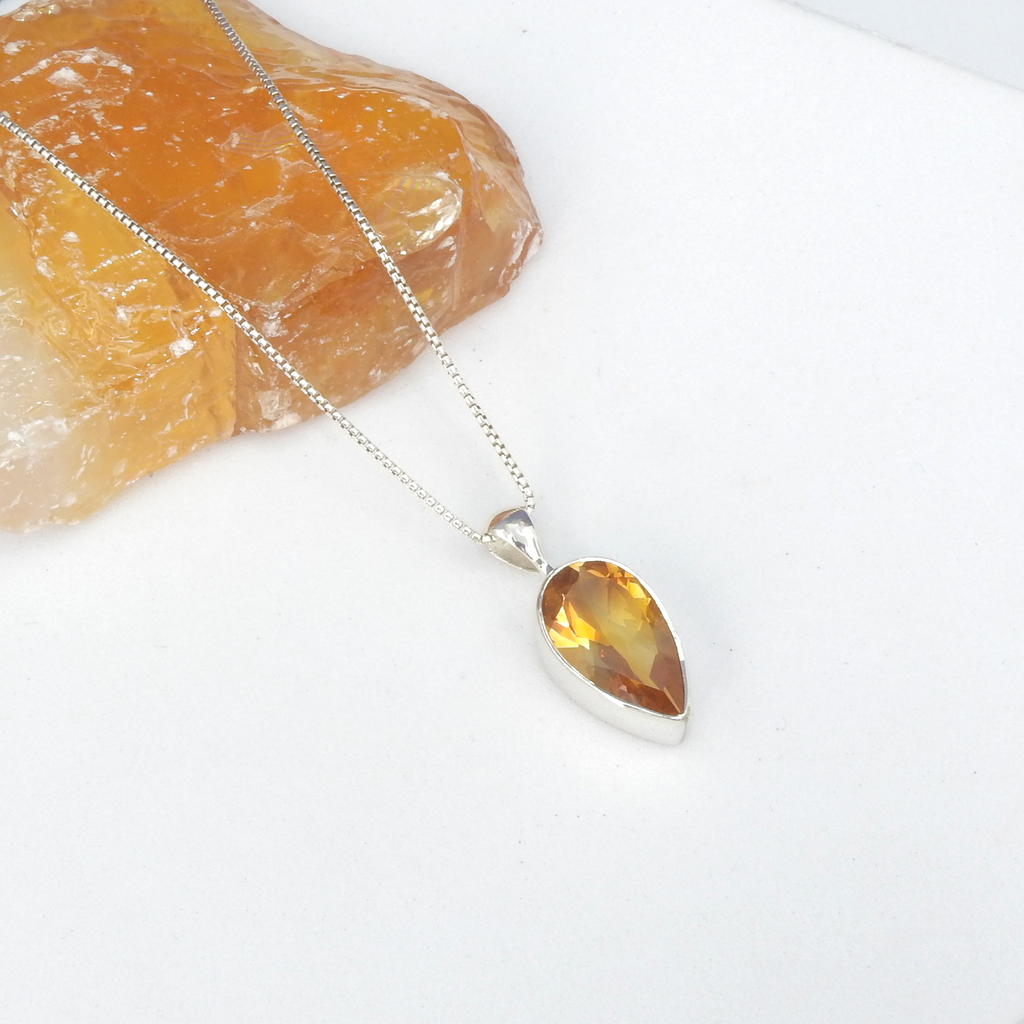 Sterling Silver Faceted Citrine Pendant