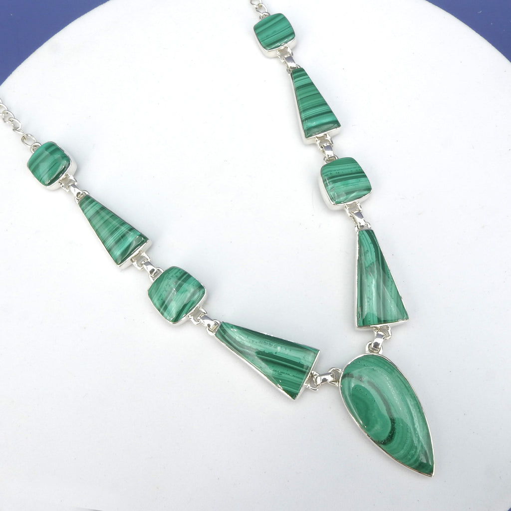 Sterling Silver Malachite Statement Necklace