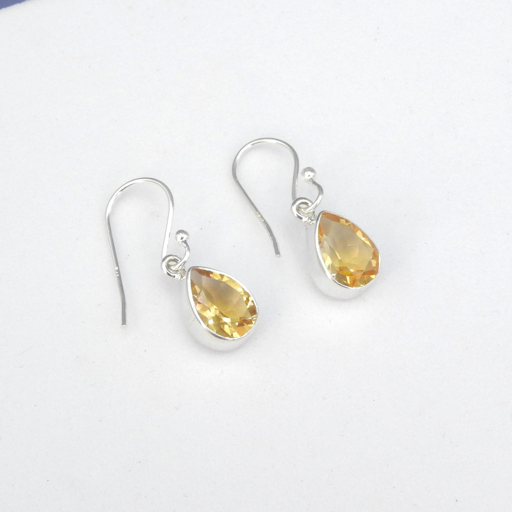 Sterling Silver Faceted Teardrop Citrine Earrings