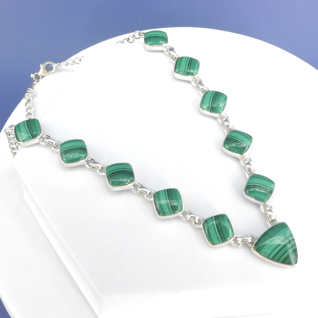 Sterling Silver Malachite Statement Necklace