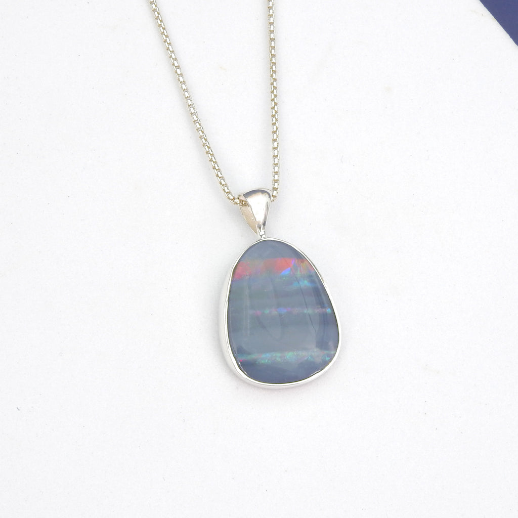 Sterling Silver Oval Opal Pendant