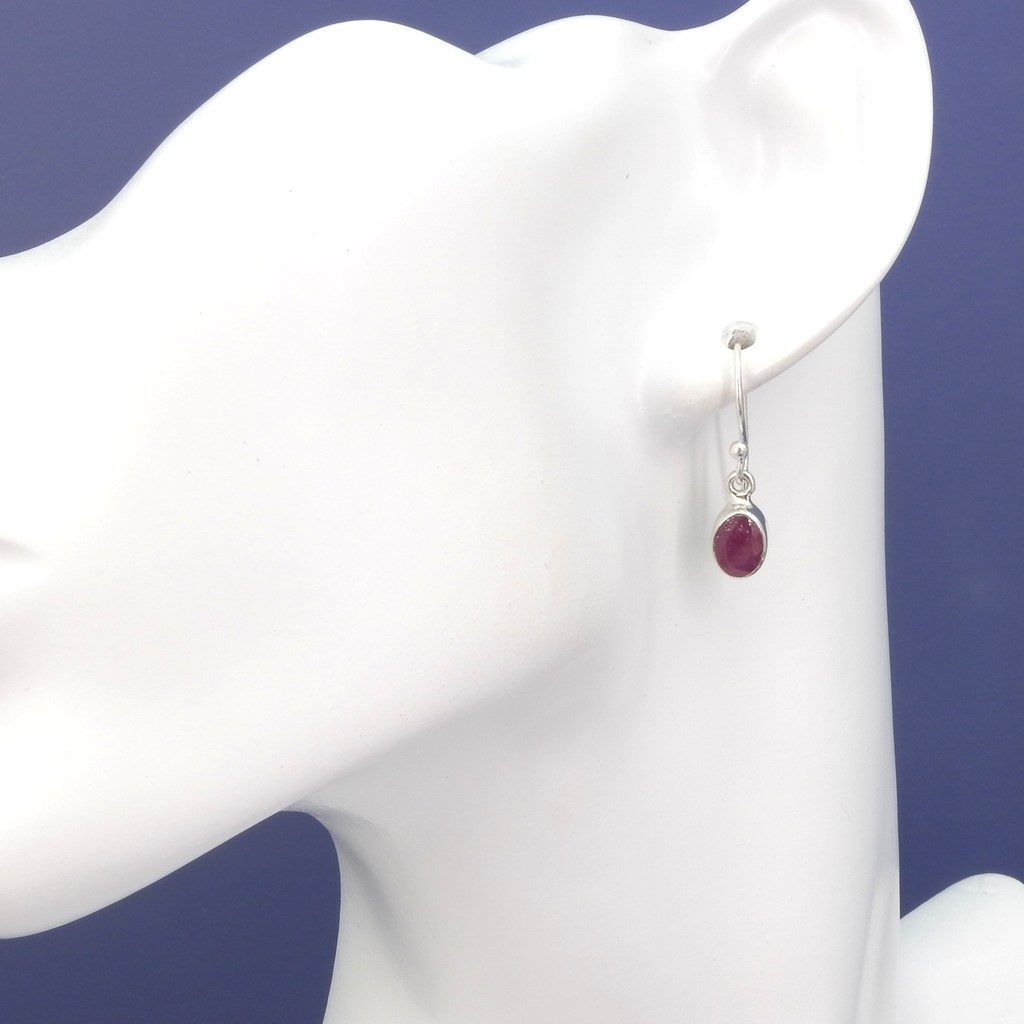 Sterling Silver Faceted Small Ruby Earrings