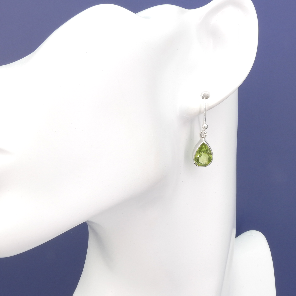 Sterling Silver Faceted Peridot Earrings