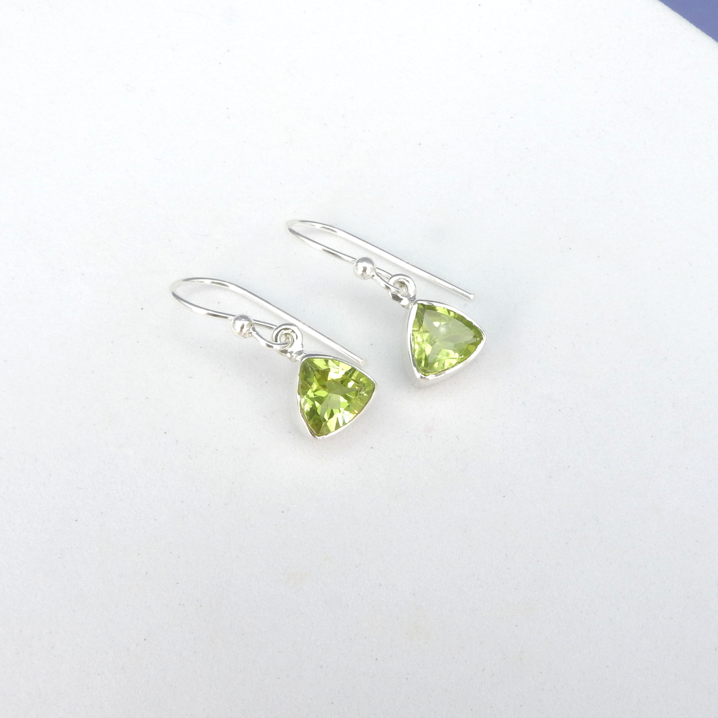 Sterling Silver Faceted Peridot Earrings