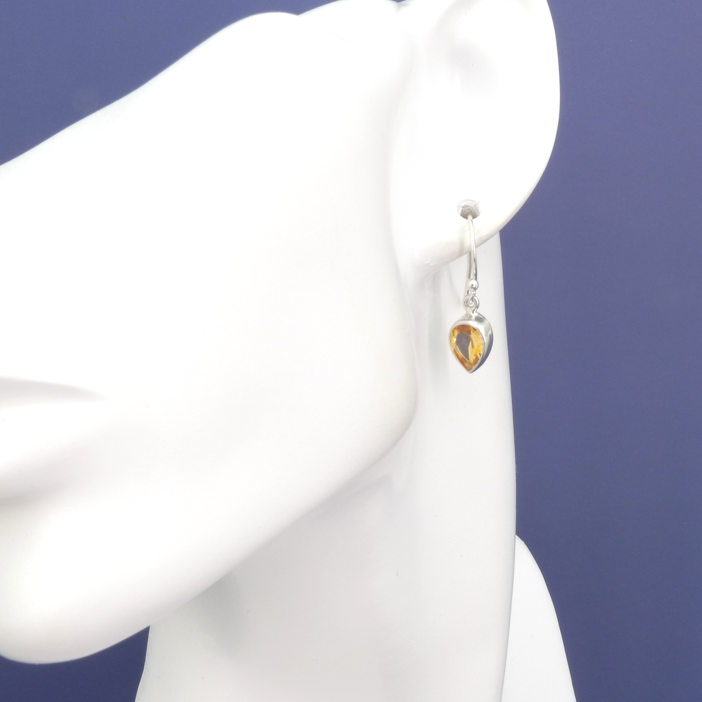 Sterling Silver Faceted Teardrop Citrine Earrings