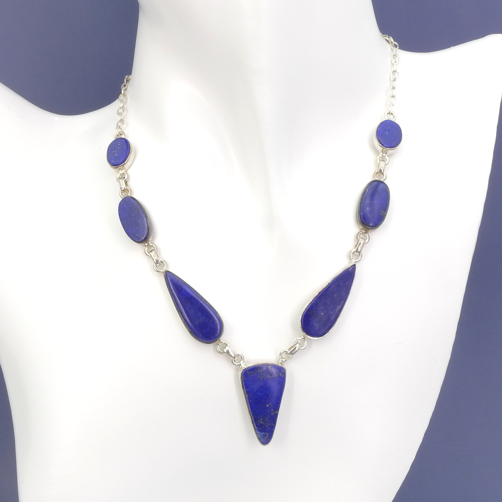 Sterling Silver Lapis Statement Necklace