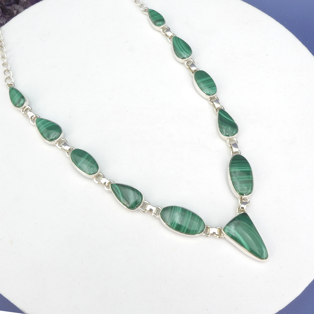 Sterling Silver Malachite Statement Necklace