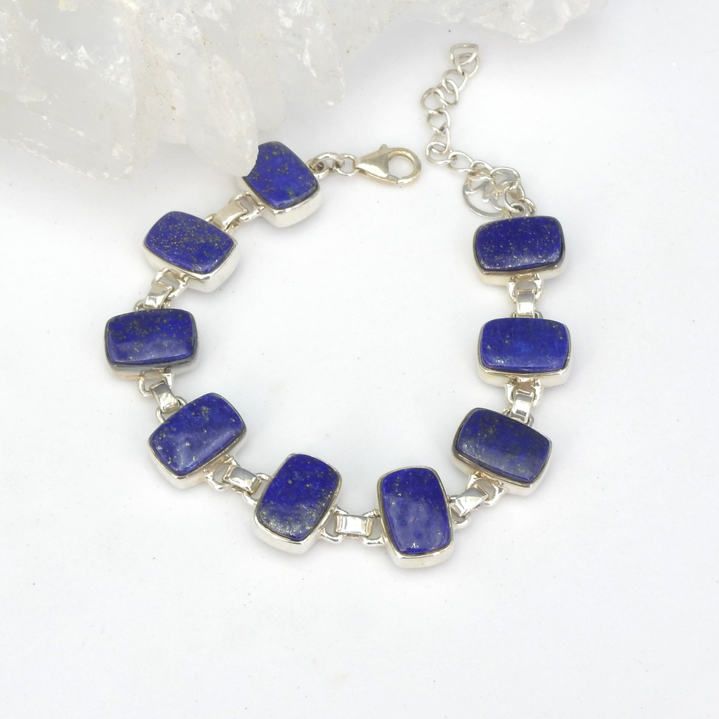 Sterling Silver Lapis Link Bracelet